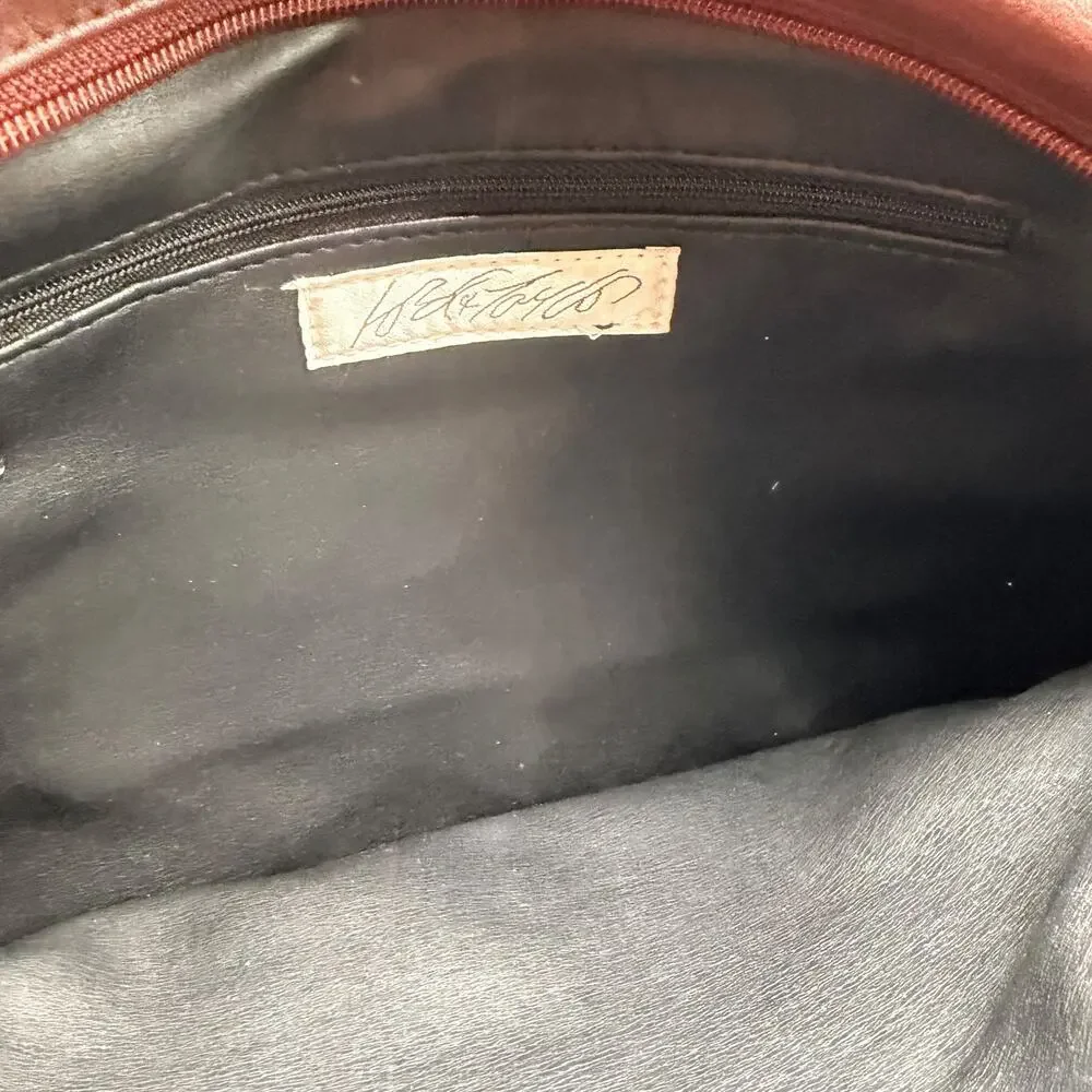 Lord & Taylor Brown Leather Shoulder Bag Slouchy Hobo Zip Tassel